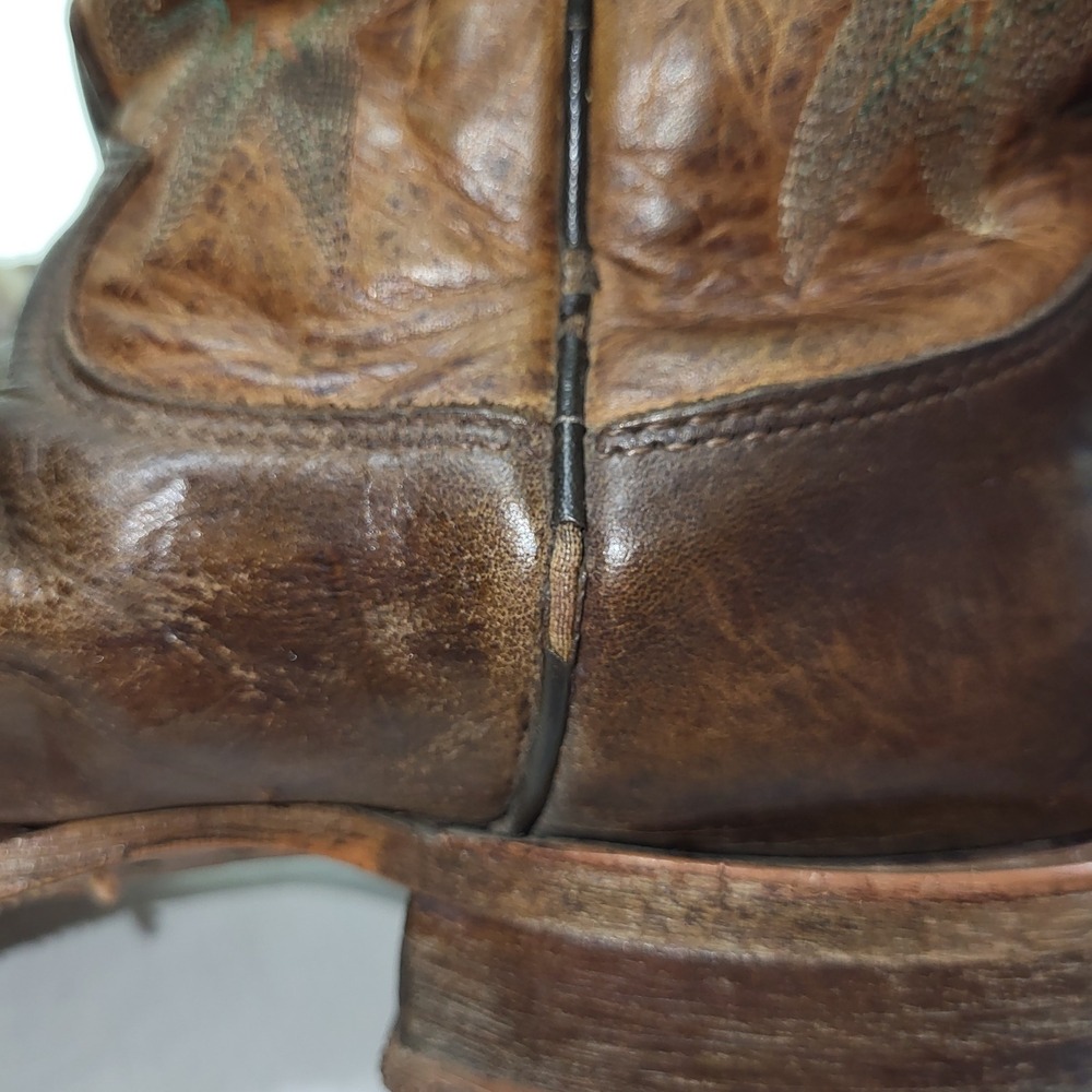 Justin Boots BRL610 Western Cowboy Boots Brown Leather Square Toe USA Size 7 - Picture 16 of 16